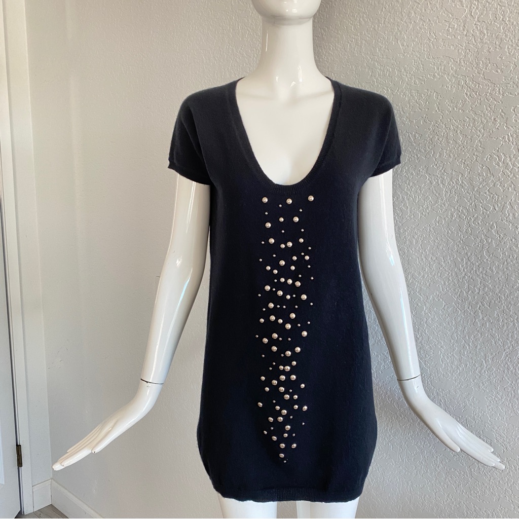 Debra C Beverly Hills Black Studded Cashmere Sweater